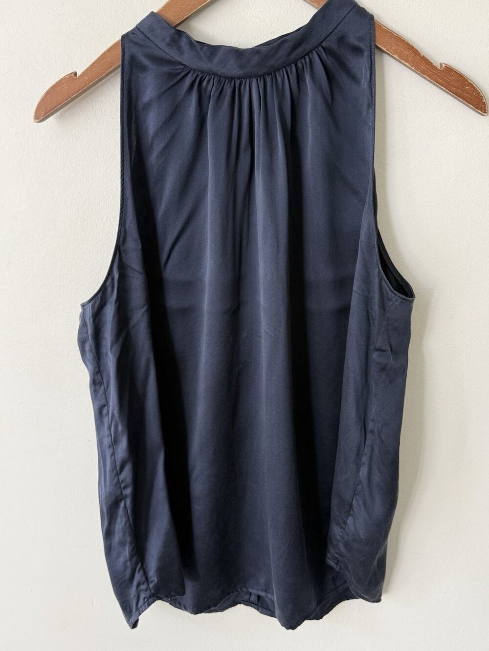 Quince Womens Sleeveless 100% Silk Blouse Blue Halter Top Minimalist Size M